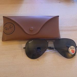 Ray Ban sunglasses, large metal all black polarized, brand new